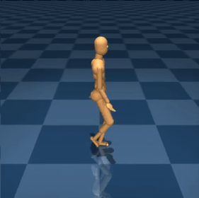 Simulated humanoid locomotion imitation